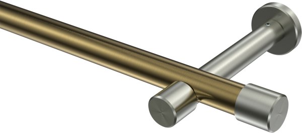 Gardinenstange Metall 20 mm Ø PRESTIGE - Santo Messing Antik / Edelstahl-Optik (ohne Ringe) 100 cm