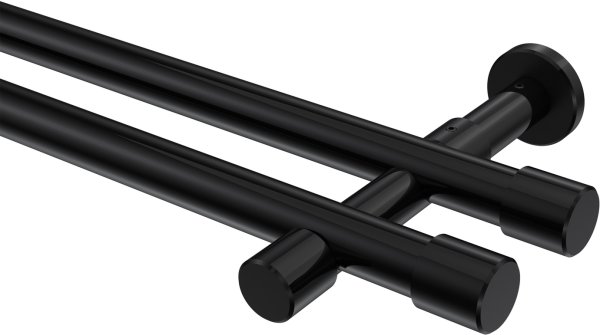 Gardinenstange Metall 20 mm Ø 2-läufig PRESTIGE - Santo Schwarz (ohne Ringe) 100 cm