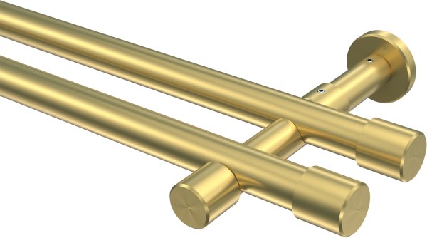 Gardinenstange Messing-Optik 20 mm Ø 2-läufig PRESTIGE - Santo (ohne Ringe) 100 cm