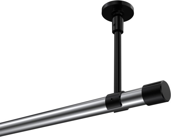 Gardinenstange Metall 20 mm Ø SONETTE - Santo Chrom / Schwarz (ohne Ringe) 100 cm