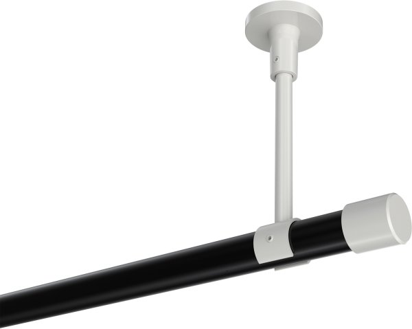 Gardinenstange Metall 20 mm Ø SONETTE - Santo Schwarz / Weiß (ohne Ringe) 420 cm (3 x 140 cm)