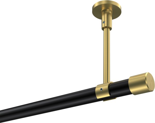 Gardinenstange Metall 20 mm Ø SONETTE - Santo Schwarz / Messing-Optik (ohne Ringe) 420 cm (3 x 140 cm)