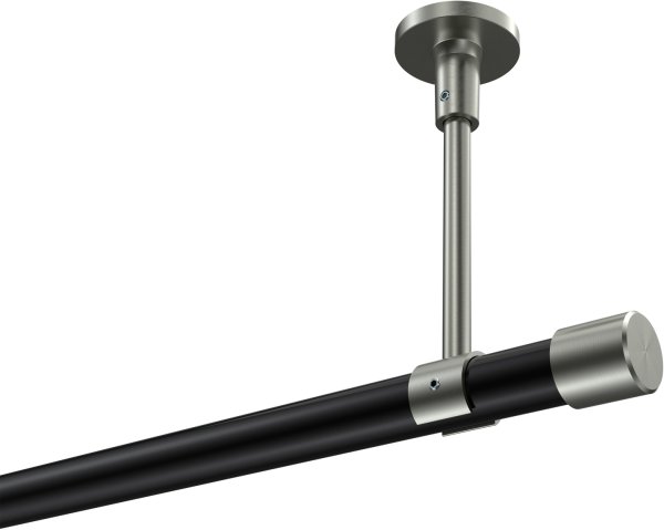 Gardinenstange Metall 20 mm Ø SONETTE - Santo Schwarz / Edelstahl-Optik (ohne Ringe) 420 cm (3 x 140 cm)