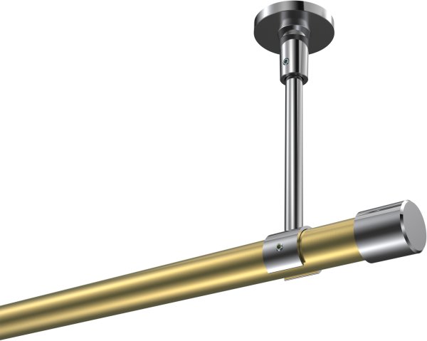 Gardinenstange Metall 20 mm Ø SONETTE - Santo Messing-Optik / Chrom (ohne Ringe) 420 cm (3 x 140 cm)