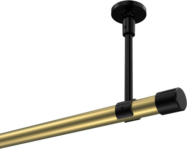 Gardinenstange Metall 20 mm Ø SONETTE - Santo Messing-Optik / Schwarz (ohne Ringe) 420 cm (3 x 140 cm)
