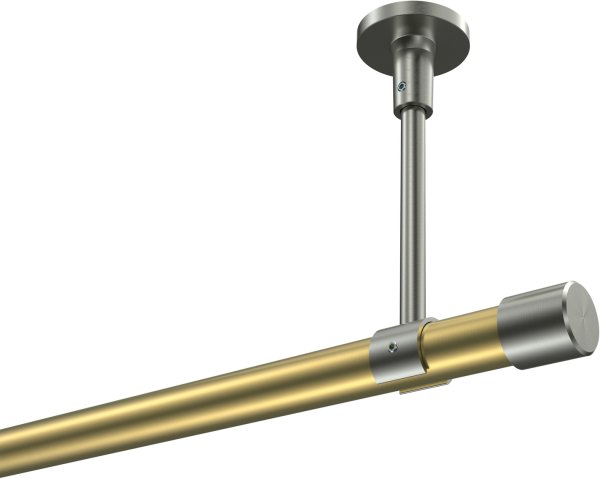 Gardinenstange Messing-Optik / Edelstahl-Optik 20 mm Ø SONETTE - Santo (ohne Ringe) 420 cm (3 x 140 cm)