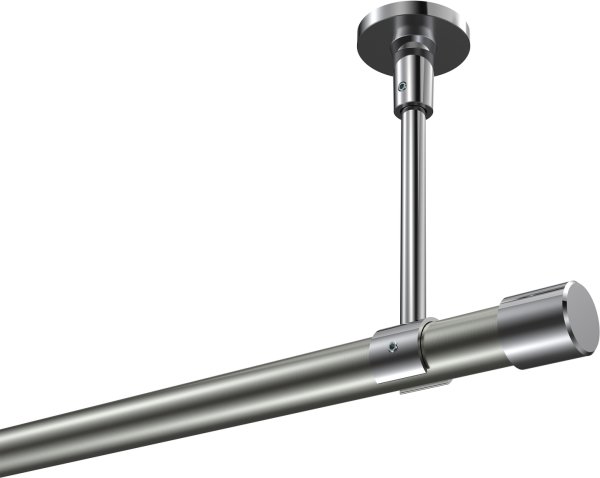 Gardinenstange Metall 20 mm Ø SONETTE - Santo Edelstahl-Optik / Chrom (ohne Ringe) 420 cm (3 x 140 cm)
