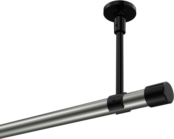 Gardinenstange Metall 20 mm Ø SONETTE - Santo Edelstahl-Optik / Schwarz (ohne Ringe) 420 cm (3 x 140 cm)