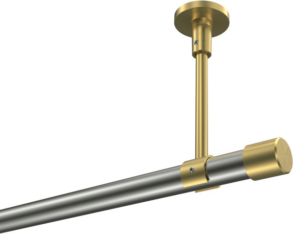Gardinenstange Edelstahl-Optik / Messing-Optik 20 mm Ø SONETTE - Santo (ohne Ringe) 420 cm (3 x 140 cm)