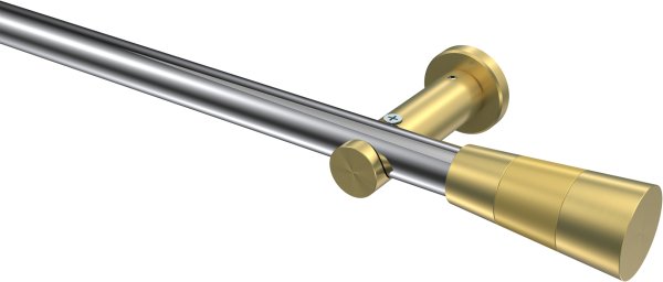 Gardinenstange Metall 20 mm Ø PLATON - Tanara Chrom / Messing-Optik (ohne Ringe) 100 cm