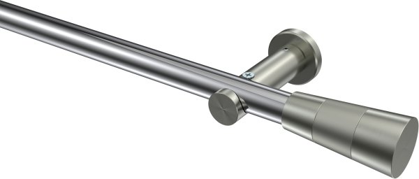 Gardinenstange Metall 20 mm Ø PLATON - Tanara Chrom / Edelstahl-Optik (ohne Ringe) 100 cm