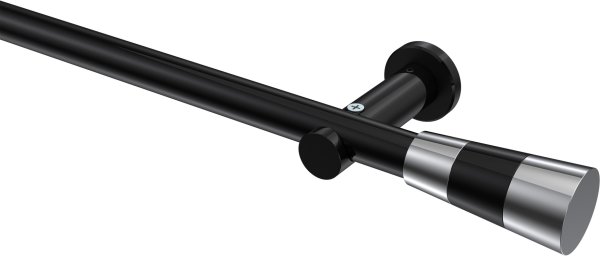 Gardinenstange Metall 20 mm Ø PLATON - Tanara Schwarz (ohne Ringe) 100 cm