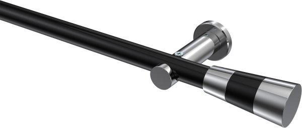 Gardinenstange Metall 20 mm Ø PLATON - Tanara Schwarz / Chrom (ohne Ringe) 100 cm