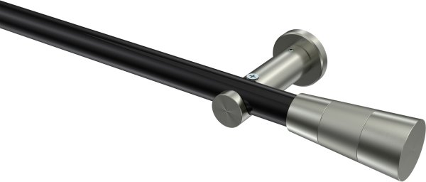 Gardinenstange Metall 20 mm Ø PLATON - Tanara Schwarz / Edelstahl-Optik (ohne Ringe) 100 cm