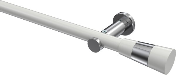 Gardinenstange Metall 20 mm Ø PLATON - Tanara Weiß / Chrom (ohne Ringe) 100 cm