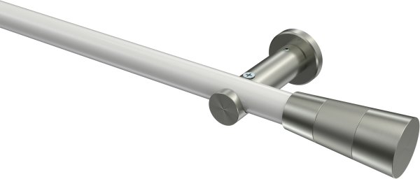 Gardinenstange Metall 20 mm Ø PLATON - Tanara Weiß / Edelstahl-Optik (ohne Ringe) 100 cm