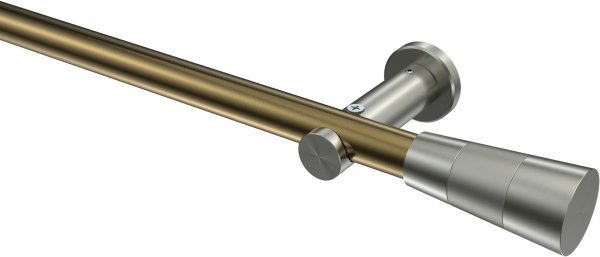 Gardinenstange Metall 20 mm Ø PLATON - Tanara Messing Antik / Edelstahl-Optik (ohne Ringe) 100 cm