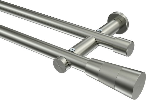 Gardinenstange Edelstahl-Optik 20 mm Ø 2-läufig PLATON - Tanara (ohne Ringe) 100 cm