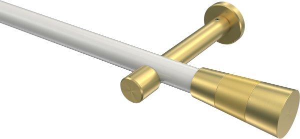 Gardinenstange Metall 20 mm Ø PRESTIGE - Tanara Weiß / Messing-Optik (ohne Ringe) 100 cm