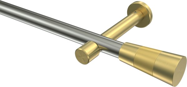 Gardinenstange Edelstahl-Optik / Messing-Optik 20 mm Ø PRESTIGE - Tanara (ohne Ringe) 100 cm