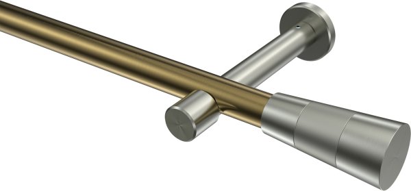 Gardinenstange Metall 20 mm Ø PRESTIGE - Tanara Messing Antik / Edelstahl-Optik (ohne Ringe) 100 cm