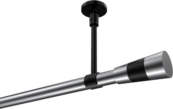 Gardinenstange Metall 20 mm Ø SONETTE - Tanara Chrom / Schwarz (ohne Ringe) 420 cm (3 x 140 cm)