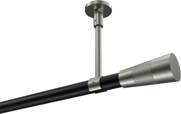 Gardinenstange Metall 20 mm Ø SONETTE - Tanara Schwarz / Edelstahl-Optik (ohne Ringe) 100 cm