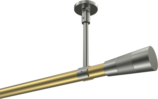 Gardinenstange Messing-Optik / Edelstahl-Optik 20 mm Ø SONETTE - Tanara (ohne Ringe) 420 cm (3 x 140 cm)
