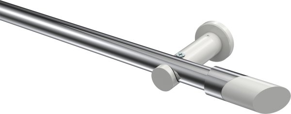 Gardinenstange Metall 20 mm Ø PLATON - Verano Chrom / Weiß (ohne Ringe) 100 cm