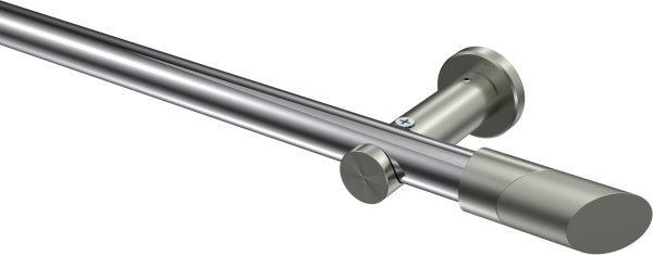 Gardinenstange Metall 20 mm Ø PLATON - Verano Chrom / Edelstahl-Optik (ohne Ringe) 100 cm