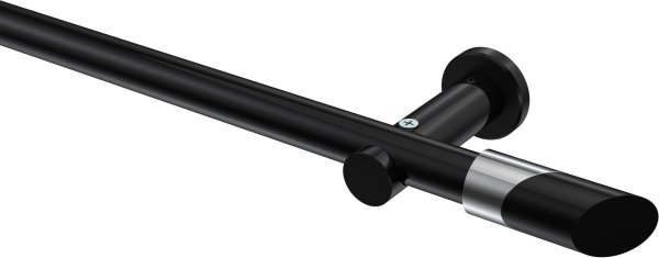 Gardinenstange Metall 20 mm Ø PLATON - Verano Schwarz (ohne Ringe) 100 cm