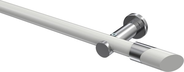 Gardinenstange Metall 20 mm Ø PLATON - Verano Weiß / Chrom (ohne Ringe) 100 cm