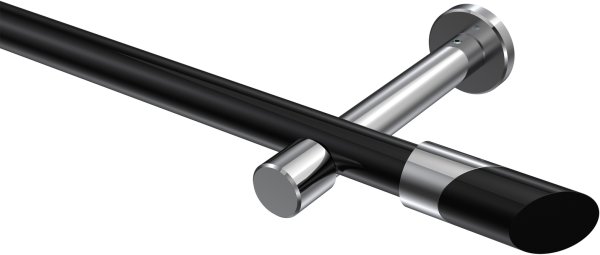 Gardinenstange Metall 20 mm Ø PRESTIGE - Verano Schwarz / Chrom (ohne Ringe) 100 cm
