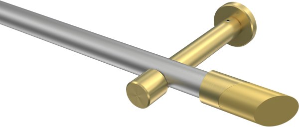 Gardinenstange Metall 20 mm Ø PRESTIGE - Verano Silbergrau / Messing-Optik (ohne Ringe) 100 cm