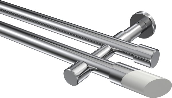 Gardinenstange Metall 20 mm Ø 2-läufig PRESTIGE - Verano Chrom (ohne Ringe) 100 cm