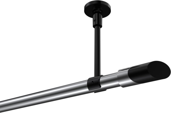 Gardinenstange Metall 20 mm Ø SONETTE - Verano Chrom / Schwarz (ohne Ringe) 420 cm (3 x 140 cm)