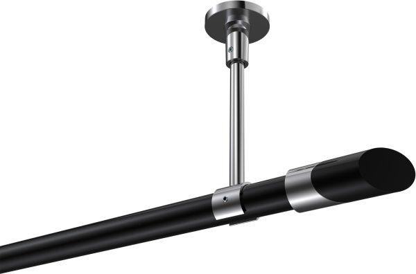 Gardinenstange Metall 20 mm Ø SONETTE - Verano Schwarz / Chrom (ohne Ringe) 420 cm (3 x 140 cm)