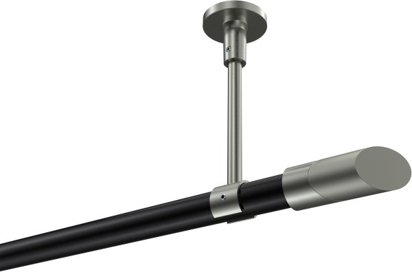Gardinenstange Metall 20 mm Ø SONETTE - Verano Schwarz / Edelstahl-Optik (ohne Ringe) 420 cm (3 x 140 cm)