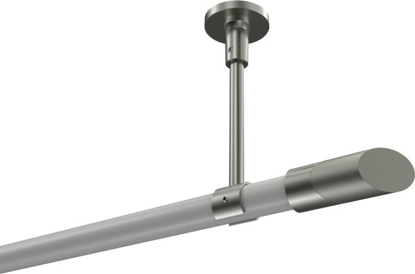 Gardinenstange Metall 20 mm Ø SONETTE - Verano Weiß / Edelstahl-Optik (ohne Ringe) 100 cm