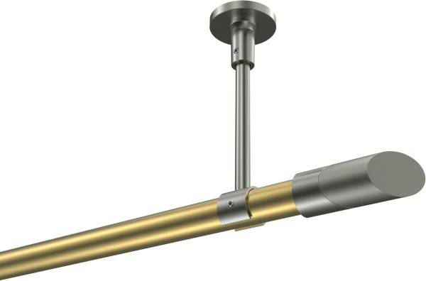 Gardinenstange Messing-Optik / Edelstahl-Optik 20 mm Ø SONETTE - Verano (ohne Ringe) 420 cm (3 x 140 cm)
