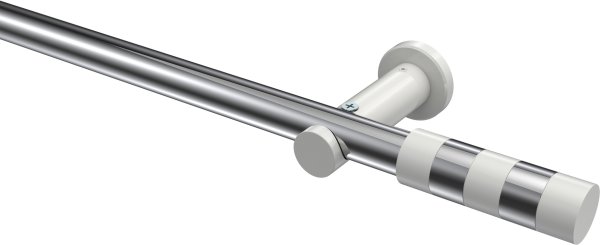 Gardinenstange Metall 20 mm Ø PLATON - Mavell Chrom / Weiß (ohne Ringe) 100 cm