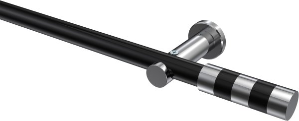 Gardinenstange Metall 20 mm Ø PLATON - Mavell Schwarz / Chrom (ohne Ringe) 100 cm