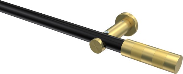 Gardinenstange Metall 20 mm Ø PLATON - Mavell Schwarz / Messing-Optik (ohne Ringe) 100 cm