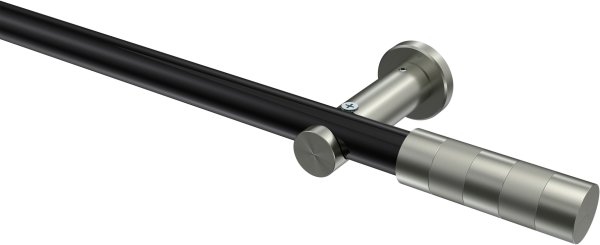 Gardinenstange Metall 20 mm Ø PLATON - Mavell Schwarz / Edelstahl-Optik (ohne Ringe) 100 cm