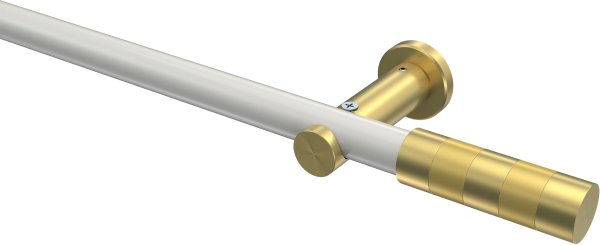 Gardinenstange Metall 20 mm Ø PLATON - Mavell Weiß / Messing-Optik (ohne Ringe) 100 cm