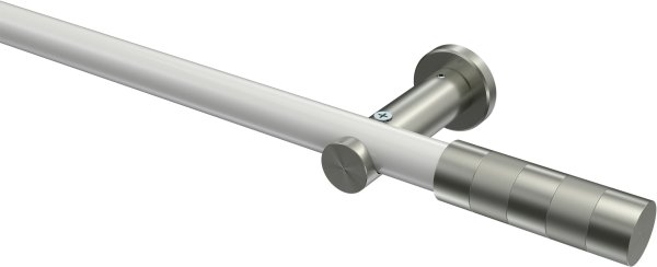 Gardinenstange Metall 20 mm Ø PLATON - Mavell Weiß / Edelstahl-Optik (ohne Ringe) 100 cm