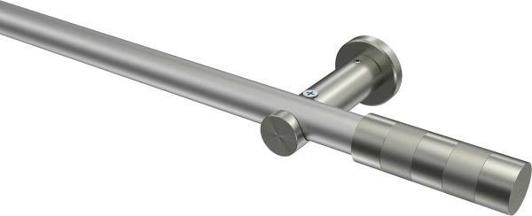 Gardinenstange Metall 20 mm Ø PLATON - Mavell Silbergrau / Edelstahl-Optik (ohne Ringe) 100 cm