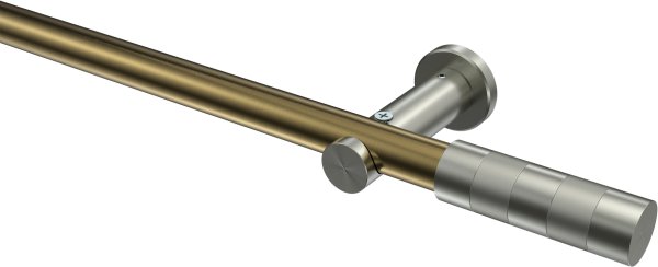 Gardinenstange Metall 20 mm Ø PLATON - Mavell Messing Antik / Edelstahl-Optik (ohne Ringe) 100 cm