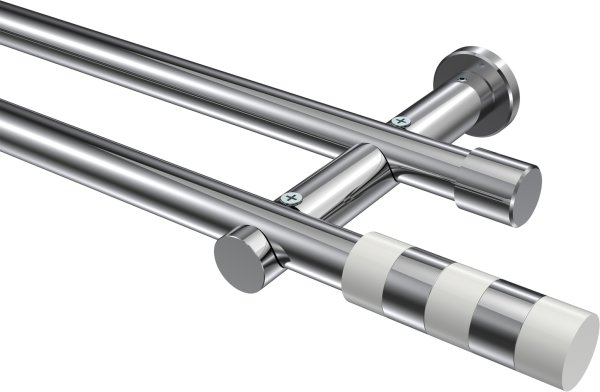 Gardinenstange Metall 20 mm Ø 2-läufig PLATON - Mavell Chrom (ohne Ringe) 100 cm