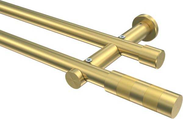 Gardinenstange Messing-Optik 20 mm Ø 2-läufig PLATON - Mavell (ohne Ringe) 100 cm